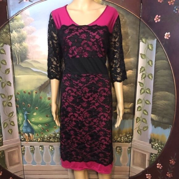 Woman’s Dress Wine & Black 3/4 Sleeves XXL NWOT - Picture 2 of 5